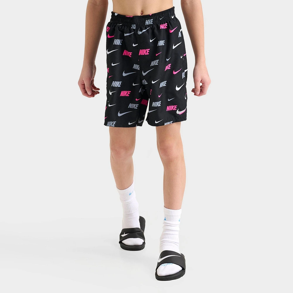 Kids' Nike Swoosh Allover Print Swim Shorts