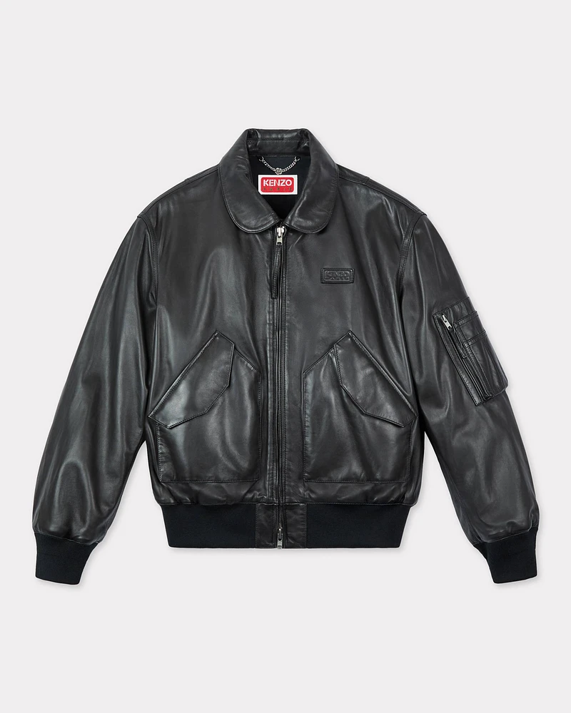 Leather bomber jacket