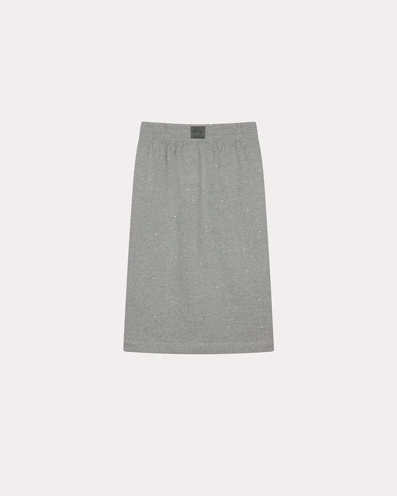 'KENZO Elephant Logo' strass embroidered skirt cotton