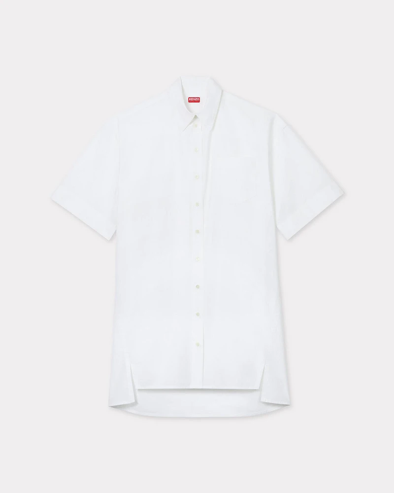Cocoon short sleeve dress cotton poplin