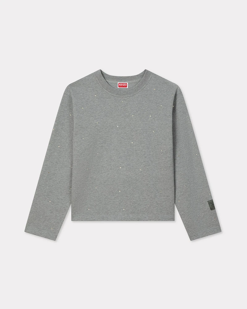'KENZO Elephant Logo' strass embroidered long sleeve T-shirt