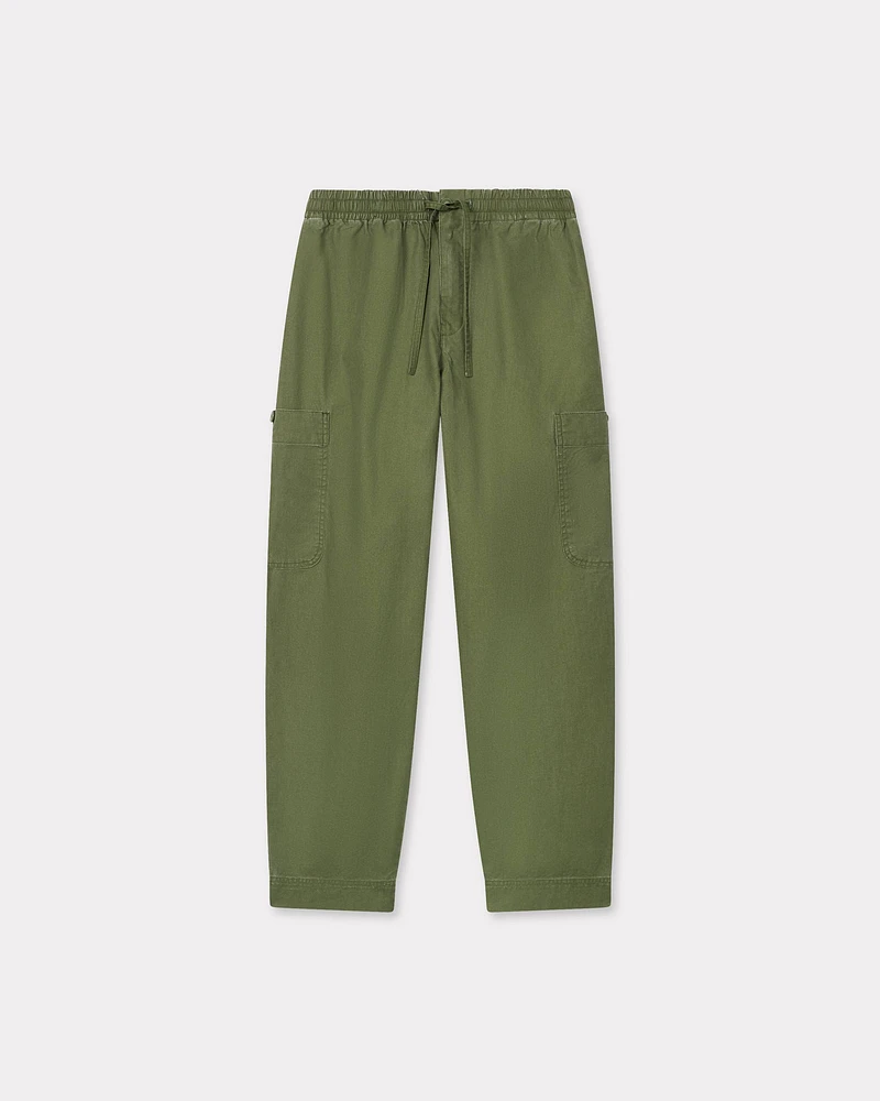 'KENZO Elephant Logo' embroidered cargo jogpants coated cotton