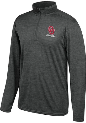 Oklahoma Sooners Mens Charcoal Turbine Long Sleeve Qtr Zip Pullover