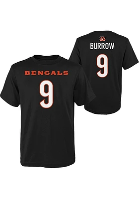 Joe Burrow Cincinnati Bengals Youth Black Name and Number Player Tee