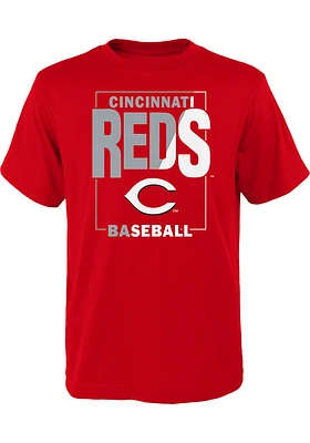 Cincinnati Reds Youth Red Coin Toss Short Sleeve T-Shirt