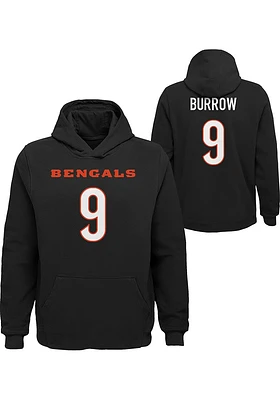 Joe Burrow Outer Stuff Cincinnati Bengals Youth Mainliner NN Long Sleeve Player Hoodie Black