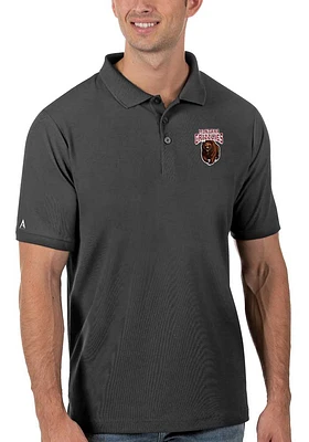 Antigua Montana Grizzlies Mens Grey Legacy Pique Short Sleeve Polo