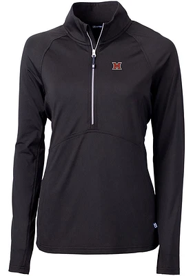 Cutter and Buck Miami RedHawks Womens Black Adapt Eco Qtr Zip