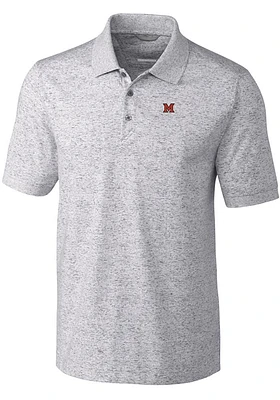 Cutter and Buck Miami RedHawks Mens Grey Advantage Space Dye Short Sleeve Polo