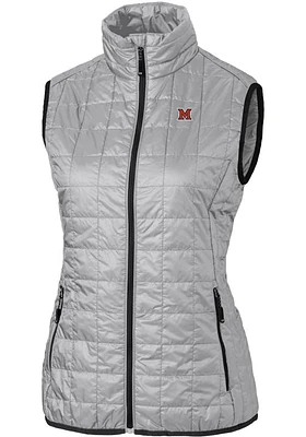 Cutter and Buck Miami RedHawks Womens Grey Rainier PrimaLoft Puffer Vest