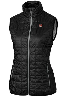 Cutter and Buck Miami RedHawks Womens Black Rainier PrimaLoft Puffer Vest