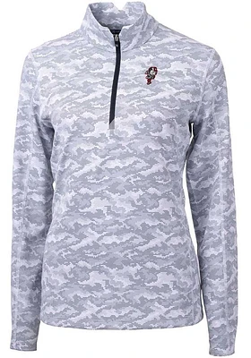 Cutter and Buck Ohio State Buckeyes Womens Grey Traverse Camo Qtr Zip