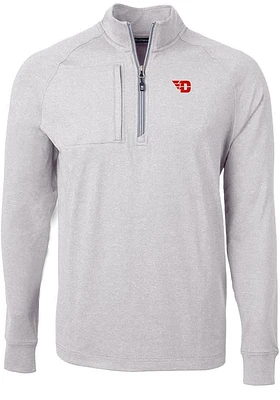 Cutter and Buck Dayton Flyers Mens Grey Adapt Eco Knit Big Tall Qtr Zip