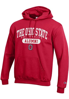 Champion Ohio State Buckeyes Mens Red Alumni Long Sleeve Hoodie