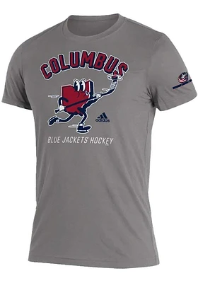 Adidas Columbus Blue Jackets Grey State Skate Short Sleeve Fashion T Shirt