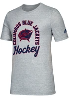 Adidas Columbus Blue Jackets Grey Rink Arch Short Sleeve T Shirt