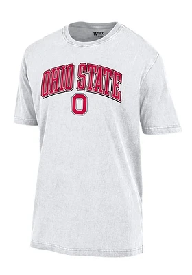 Ohio State Buckeyes White Arch Name Design Short Sleeve T Shirt