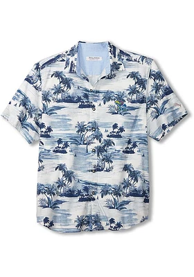 Tommy Bahama Kansas Jayhawks Mens Blue Sport Tropical Horizons Short Sleeve Dress Shirt