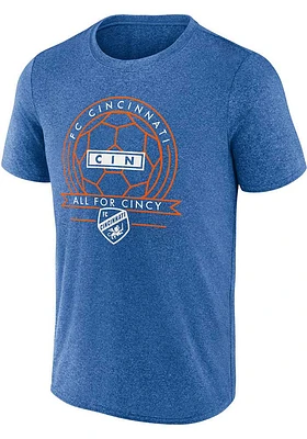 FC Cincinnati Blue BALL AND BANNER Short Sleeve T Shirt