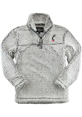 Cincinnati Bearcats Womens Grey Sherpa Embroidered Logo Qtr Zip