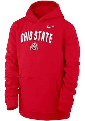 Nike Ohio State Buckeyes Youth Red Club Arch Mascot Long Sleeve Hoodie