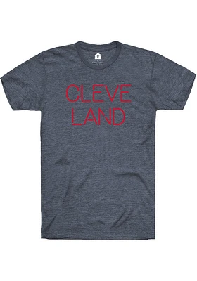 Rally Cleveland Navy Blue Disconnected Wordmark Short Sleeve Fashion T Shirt