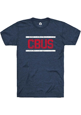 Rally Columbus Navy Blue Block and Bars Short Sleeve Fashion T Shirt