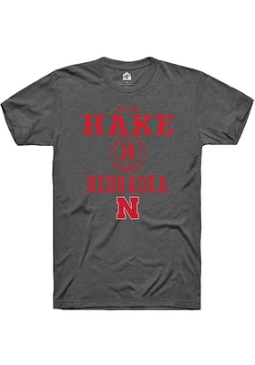 Callin Hake  Nebraska Cornhuskers Dark Grey Rally NIL Sport Icon Short Sleeve T Shirt