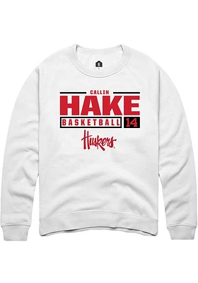 Callin Hake Rally Nebraska Cornhuskers Mens NIL Stacked Box Long Sleeve Crew Sweatshirt