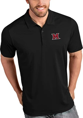 Antigua Miami RedHawks Mens Black Tribute Short Sleeve Polo