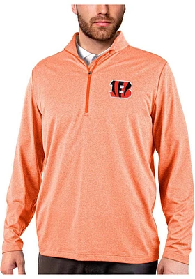 Antigua Cincinnati Bengals Mens Orange Rally 2.0 Long Sleeve Qtr Zip Pullover