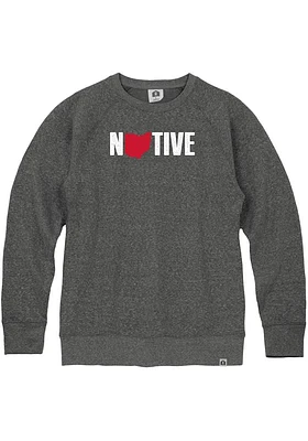Rally Ohio Mens Black Native Long Sleeve Crew Sweatshirt