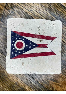 Ohio State Flag Coaster - White