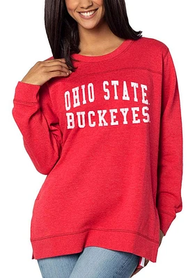 Womens Red Ohio State Buckeyes Back to Basics Tunic Crew Sweatshirt