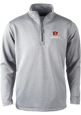 Dunbrooke Cincinnati Bengals Mens Charcoal ALL STAR Long Sleeve Qtr Zip Pullover