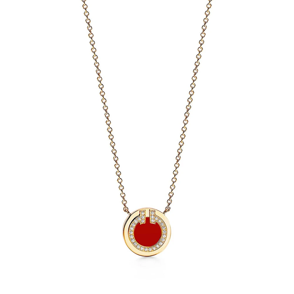 Tiffany T Diamond and Carnelian Circle Pendant