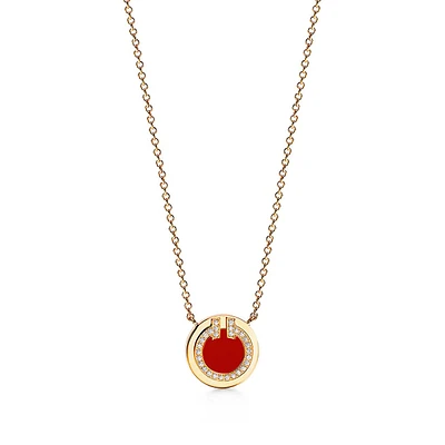 Tiffany T Diamond and Carnelian Circle Pendant