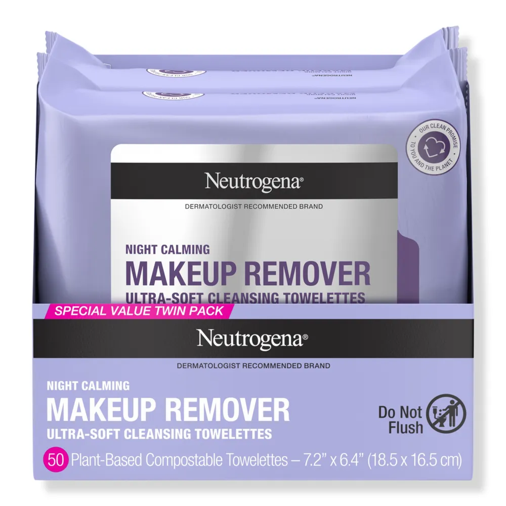 Neutrogena Night Calming Makeup Remover Cleansing Towelettes Twin Pack