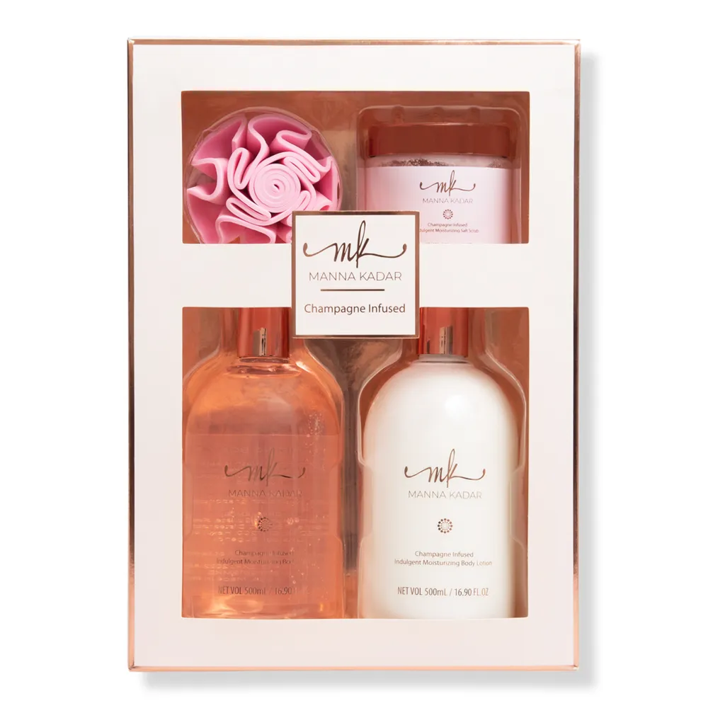 MANNA KADAR BEAUTY Pretty in Pink Champagne Scented 4 Piece Bath Set