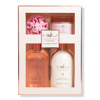 MANNA KADAR BEAUTY Pretty in Pink Champagne Scented 4 Piece Bath Set