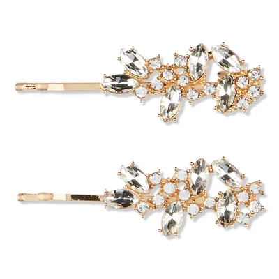 Scunci Elite Rhinestone Bobby Pins 2 Pieces Glam Gold 2 Pieces