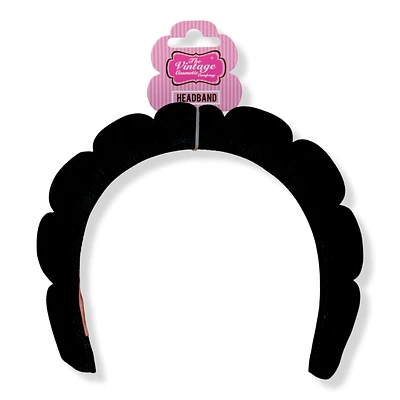 The Vintage Cosmetic Company Padded Black Velour Spa Headband