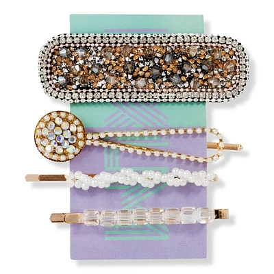Locks & Mane 'The Piper' Pave Stone Barrette Set