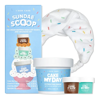 I Dew Care Sundae Scoop Ice Cream-Inspired Wash-Off Masks & Headband Set