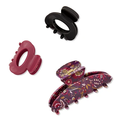 Wet Brush Reclaimed Boho Berry Floral Claw Clips