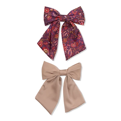 Wet Brush Reclaimed Boho Satin Bow Clips