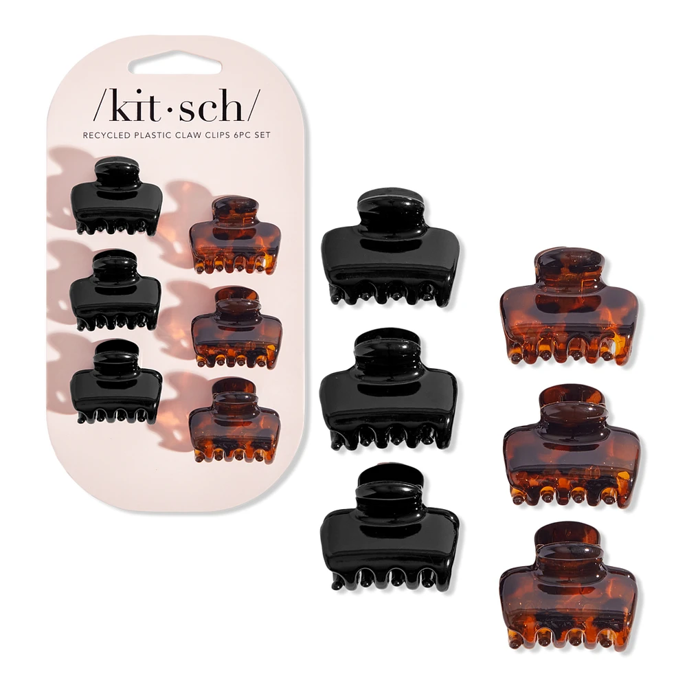 Kitsch Recycled Plastic Mini Puffy Claw Clips - Black & Tort