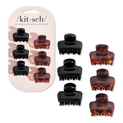 Kitsch Recycled Plastic Mini Puffy Claw Clips - Black & Tort