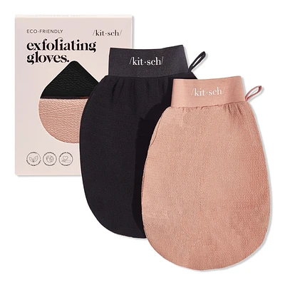 Kitsch Exfoliating Glove 2pc Set - Black & Terracotta