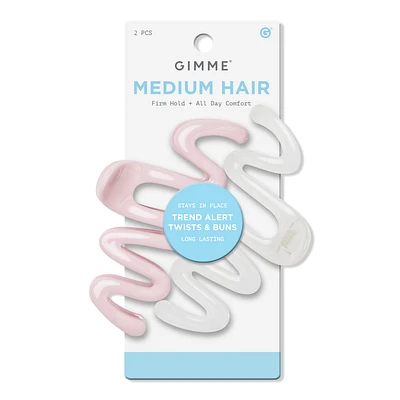 GIMME beauty Medium Hair Squiggle 2.0 Claw Clip - Pink/White